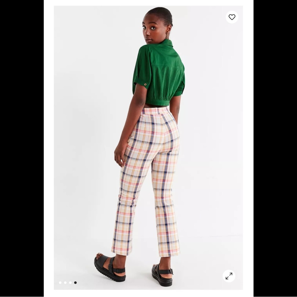 Urban Outfitters Leila Womens Clueless Preppy Plaid Kick Flare Crop Pant 12 - Picture 10 of 14